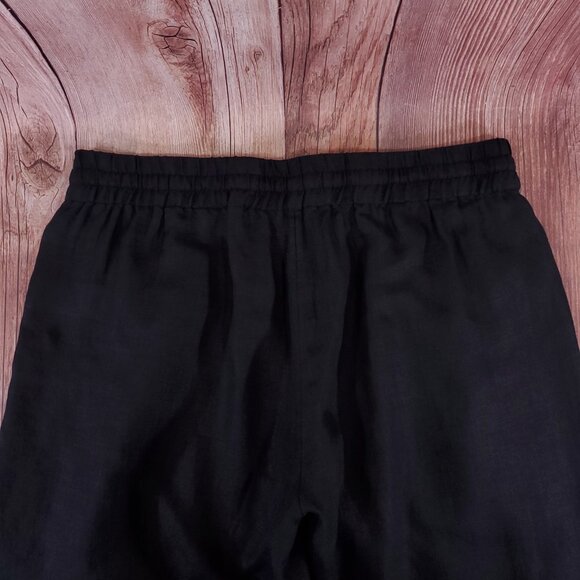 J Crew Wide Leg Seaside Pant In Linen Womens Size Large Black 100% Linen AY501 - Picture 6 of 10